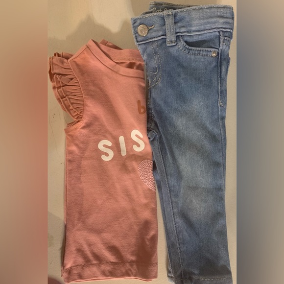 2pc Baby Shirt & jeans (18M shirt & 12M jeans) Carter’s + Cat & Jack NWOT - Picture 10 of 10